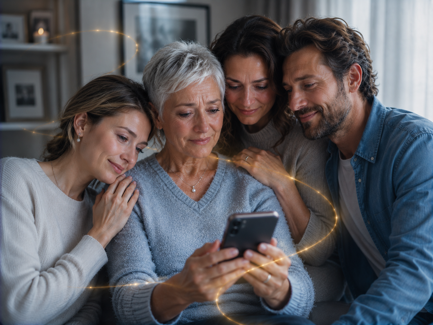 Famille qui écoute une chanson