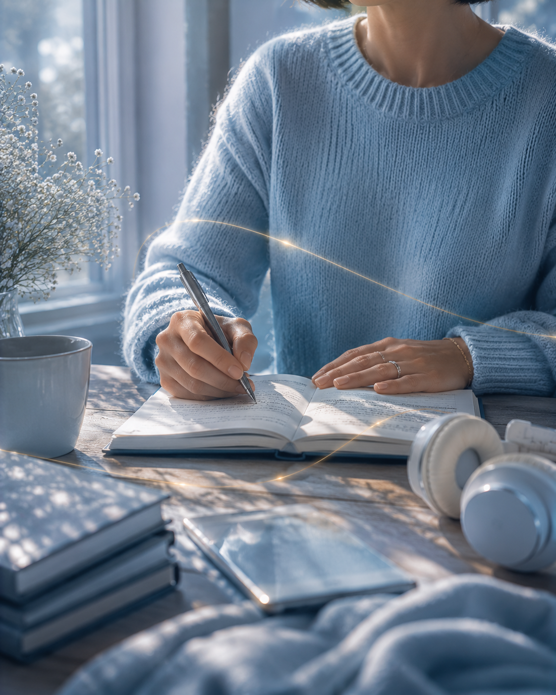 Carnet et stylo, espace d'écriture